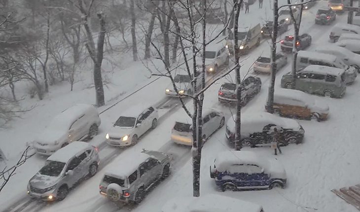 Снег буквально сковал Владивосток