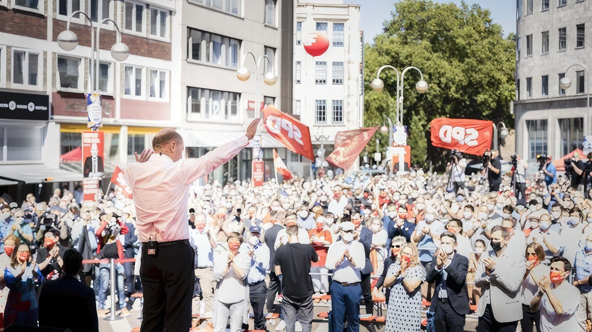 Олаф Шольц на митинге СДПГ