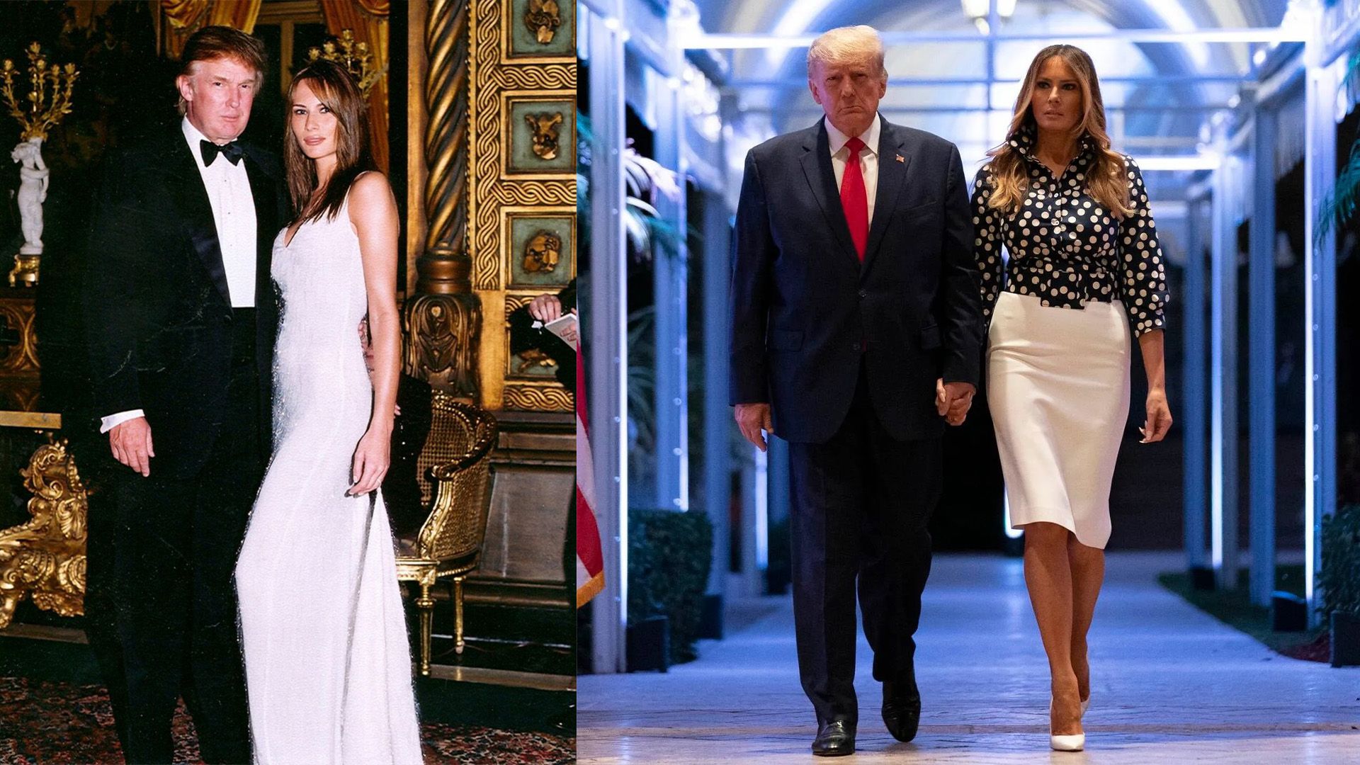 Дональд и Мелания Трамп в молодости и сейчас