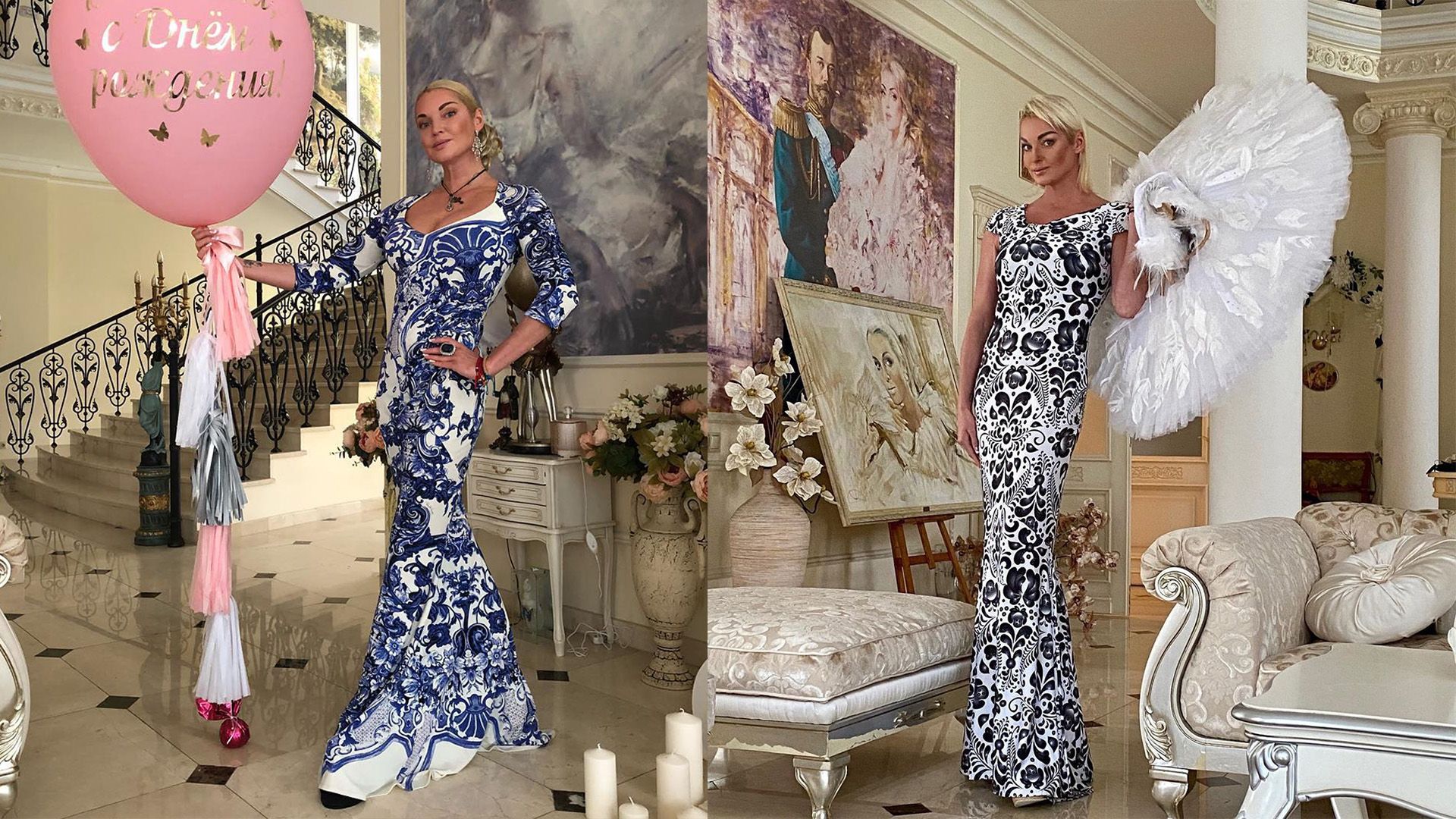 Анастасия Волочкова в платьях от Roberto Cavalli