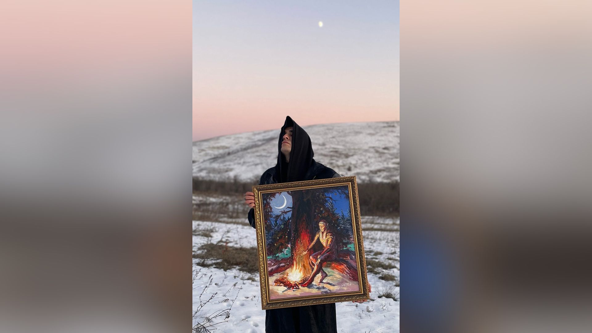 Олег Шепс со своей картиной