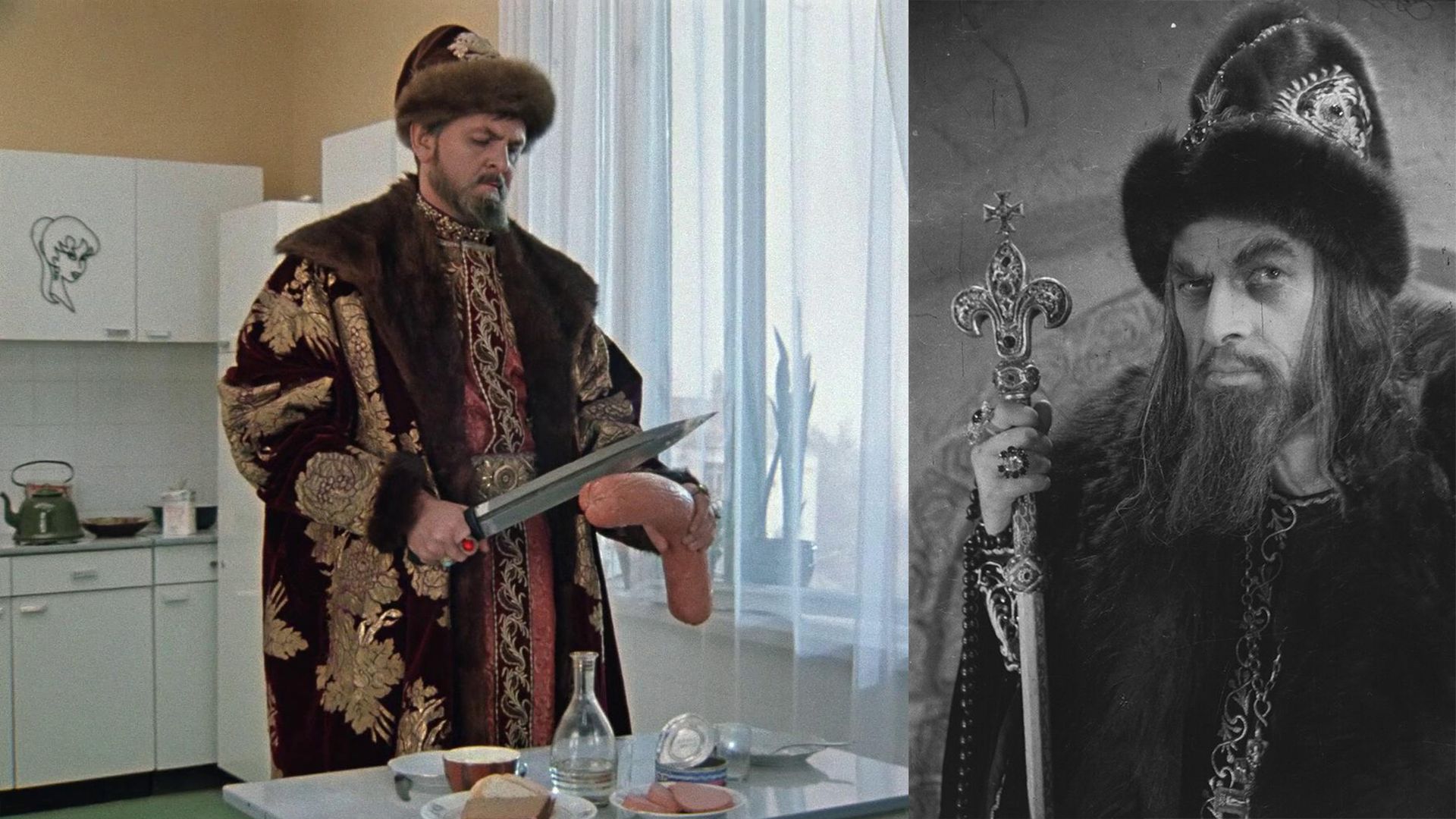 Юрий Яковлев и Николай Черкасов в образе Ивана Грозного