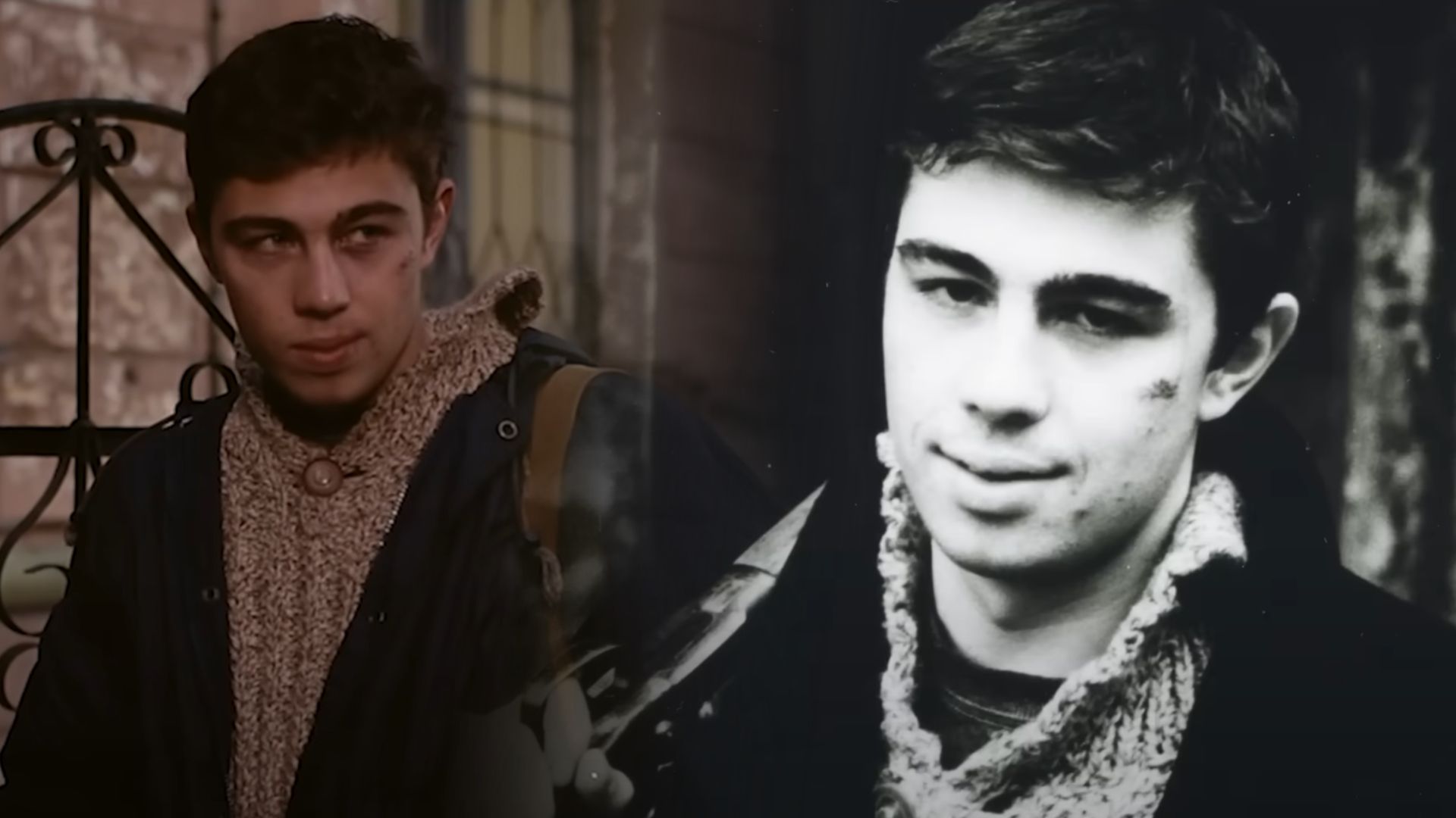 Актер Сергей Бодров в бежевой кофте и черной куртке