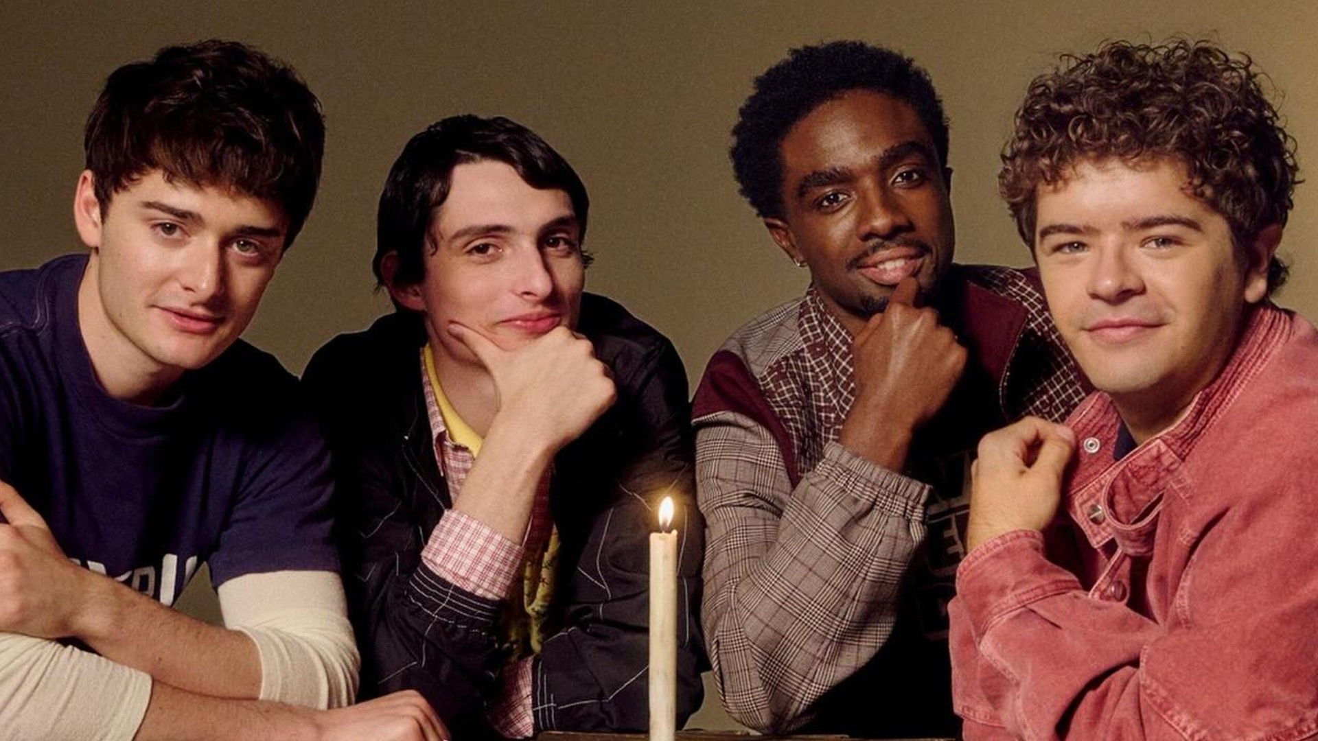 Финн Вулфхард, Ноа Шнапп, Гейтен Матараццо и Калеб Маклафлин в 2025 году