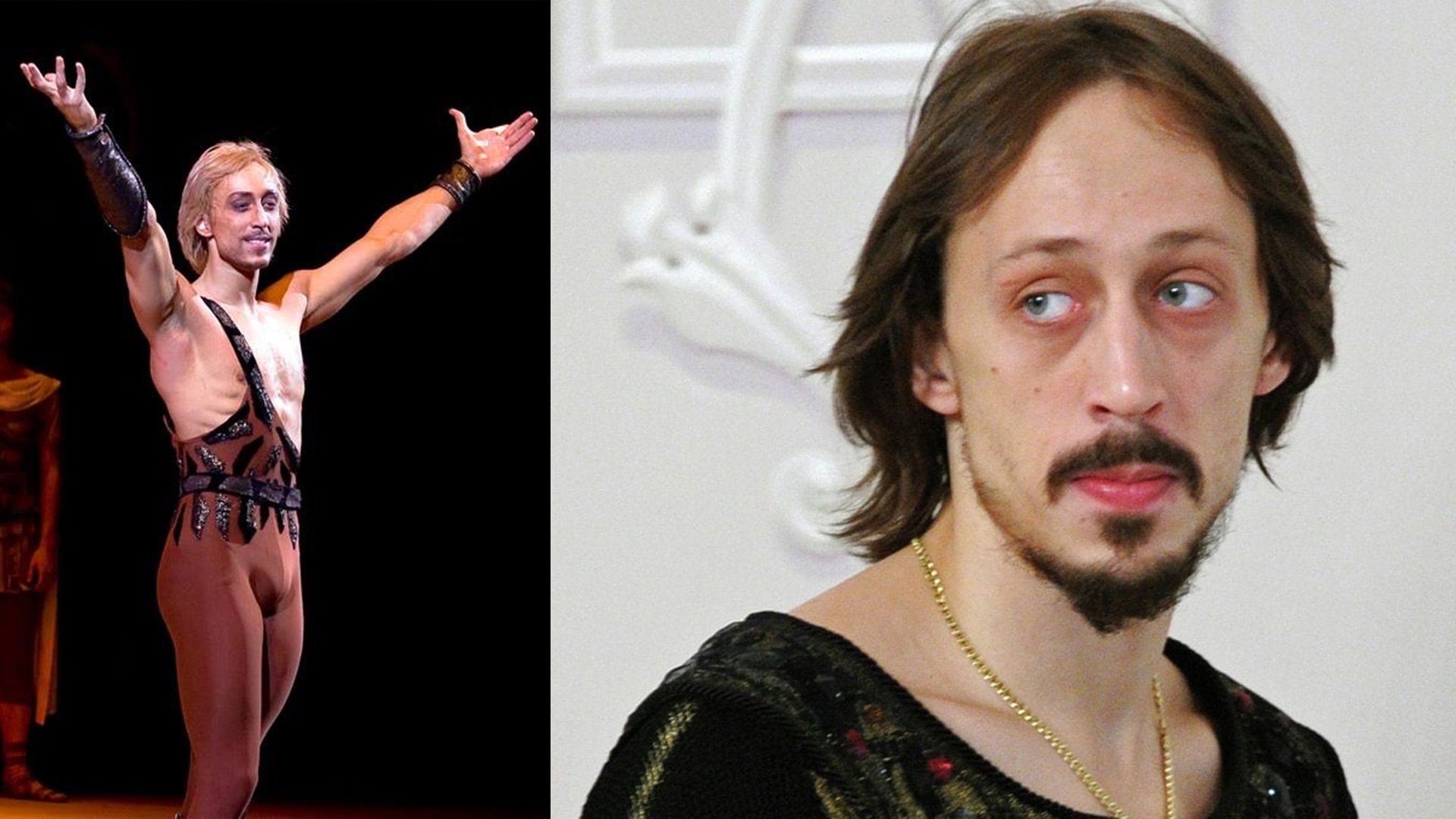 Коллаж: Павел Дмитриченко на сцене стоит, подняв вверх руки; Павел Дмитриченко крупным планом