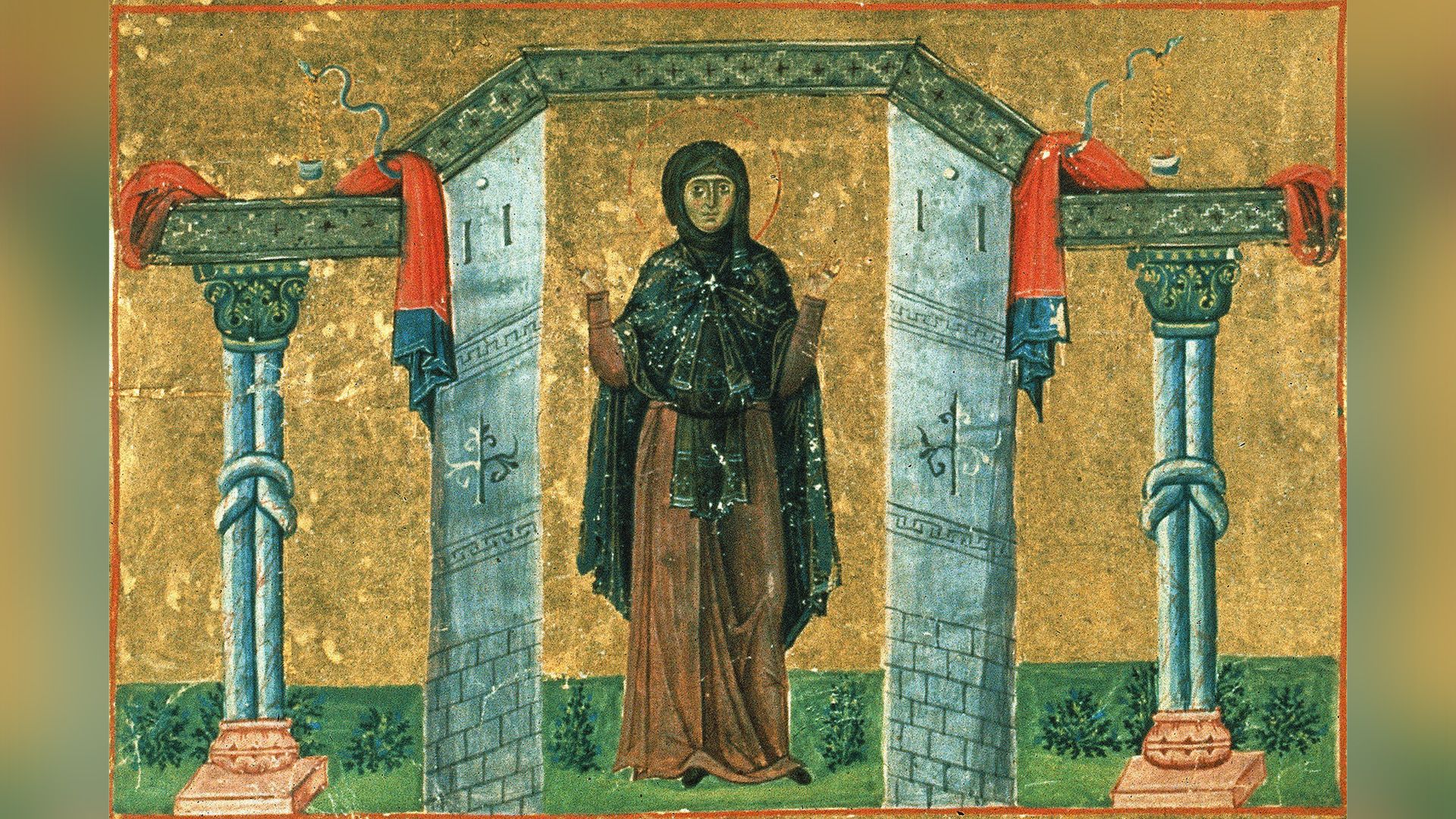 Древняя фреска с изображением святой Мелании