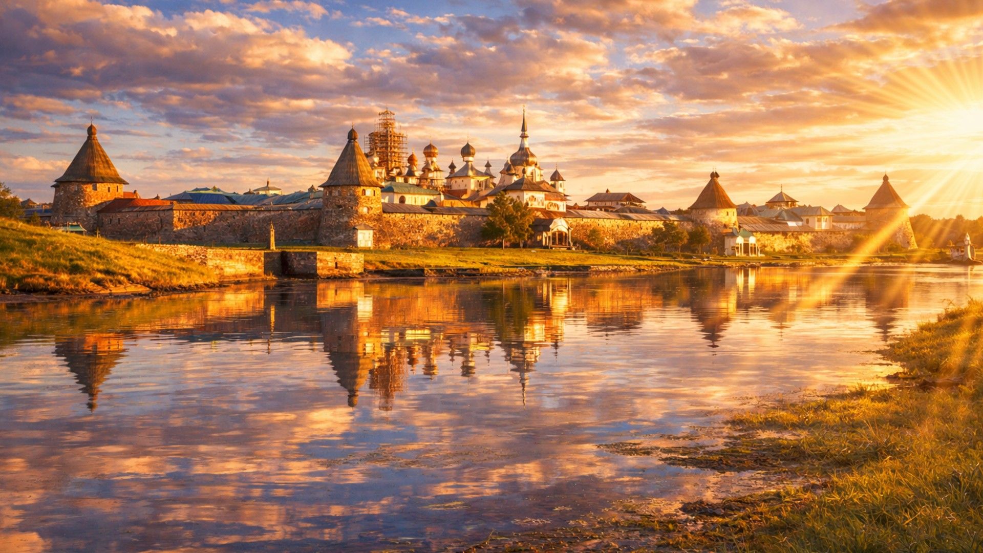 Соловецкий монастырь на закате