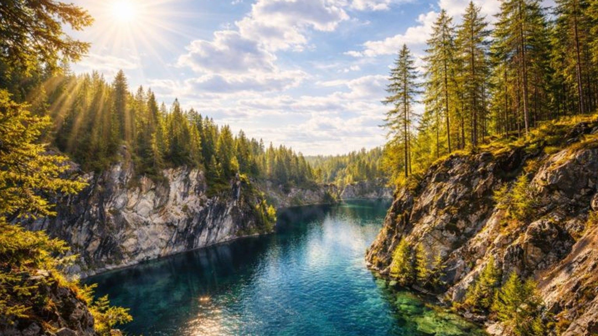 Вид на карьер Рускеала сверху