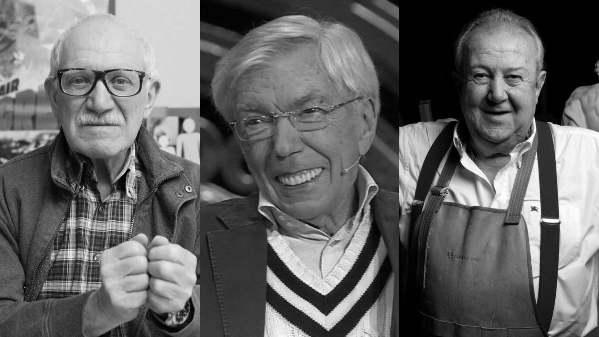 Мужчина в клетчатой рубашке, мужчина в очках и мужчина в фартуке