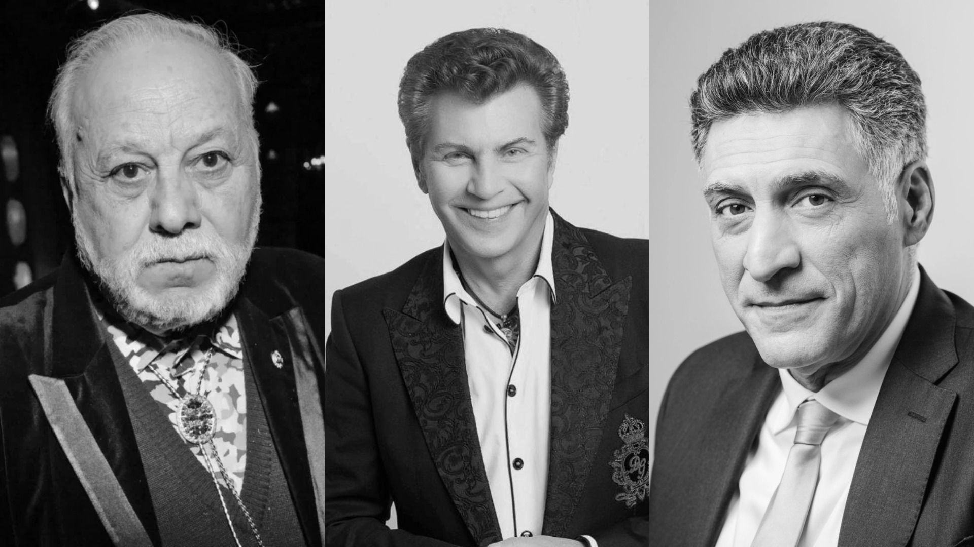 Трое мужчин в пиджаках улыбаются