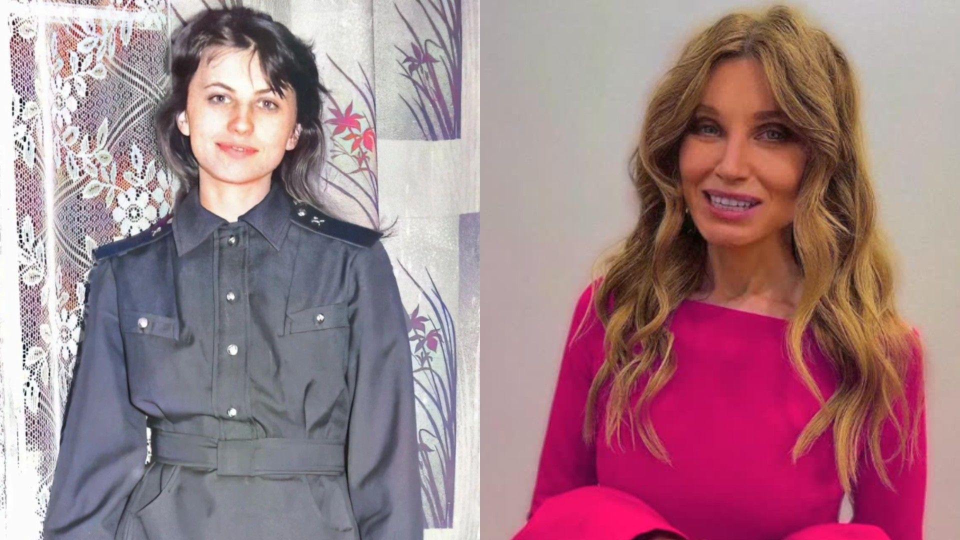 Ирина Нельсон, коллаж из двух фото: слева она в юности, справа в 2025 году