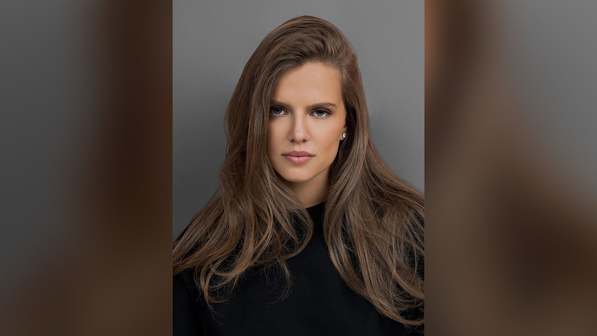 Актриса Ника Здорик в чёрной кофте крупным планом