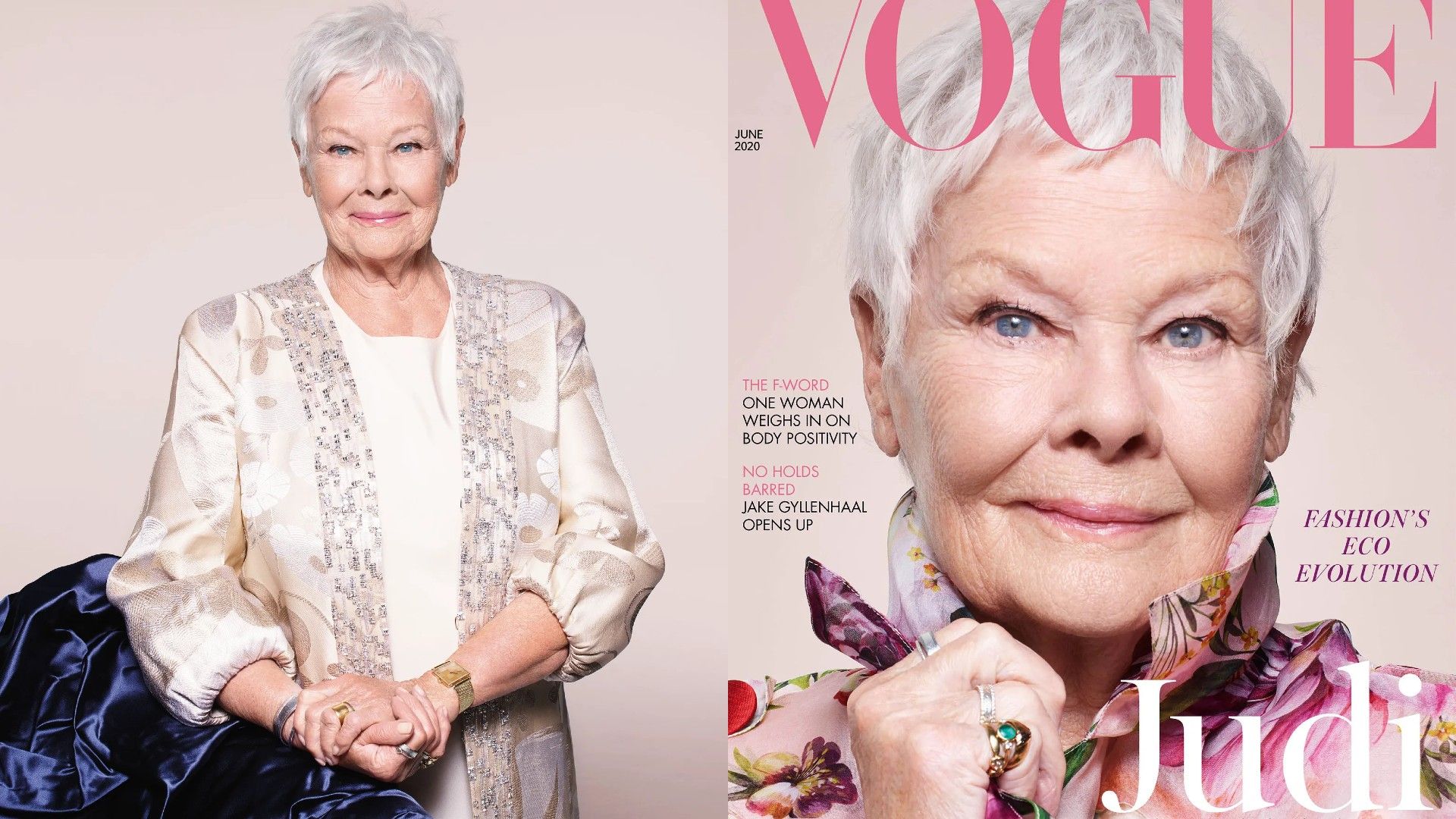 Фотосессия Джуди Денч для Vogie в нежно-розовых тонах