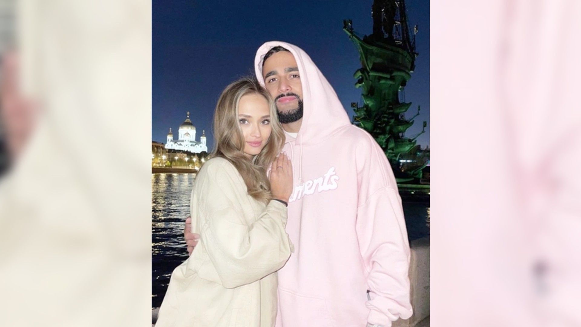 Гусейн Гасанов и Дарья Савина обнимаются перед камерой