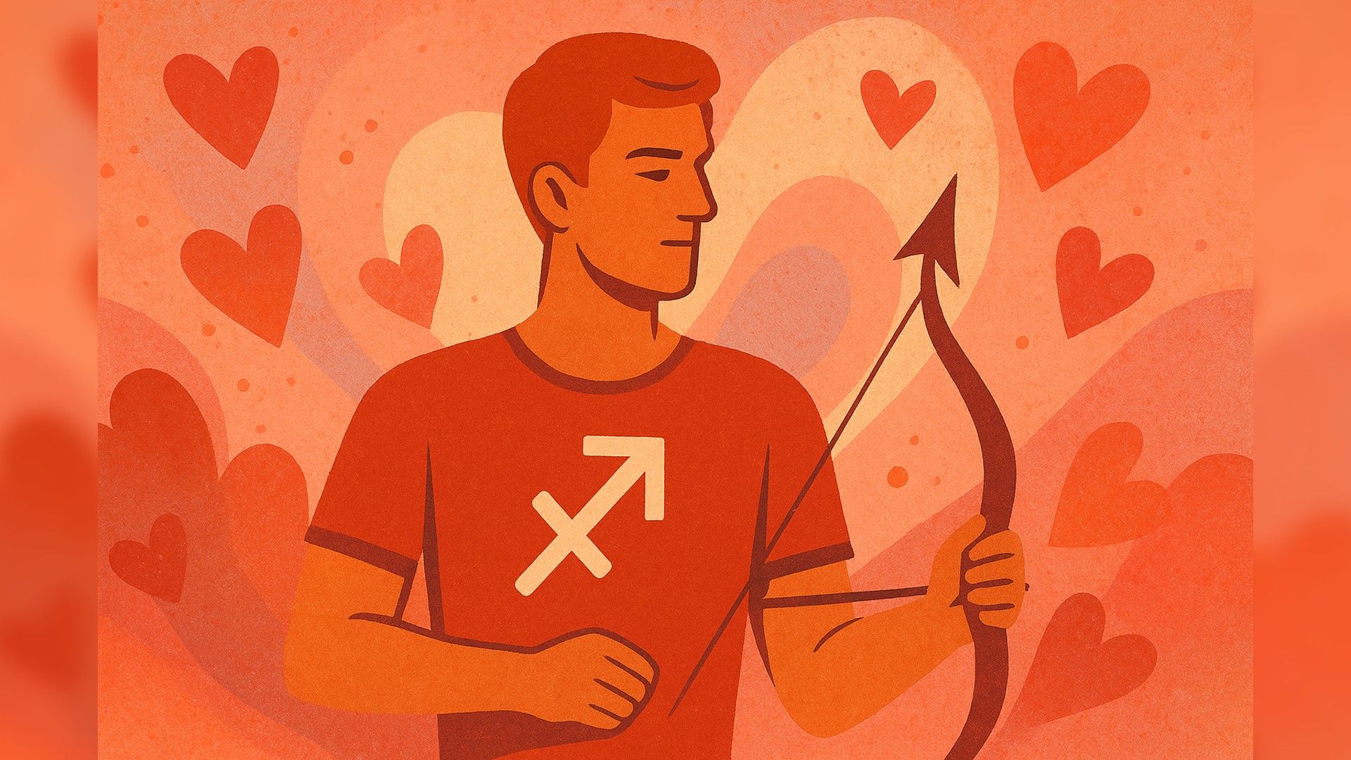 Мужчина-Стрелец, любовная атмосфера, красная и оранжевая цветовая гамма