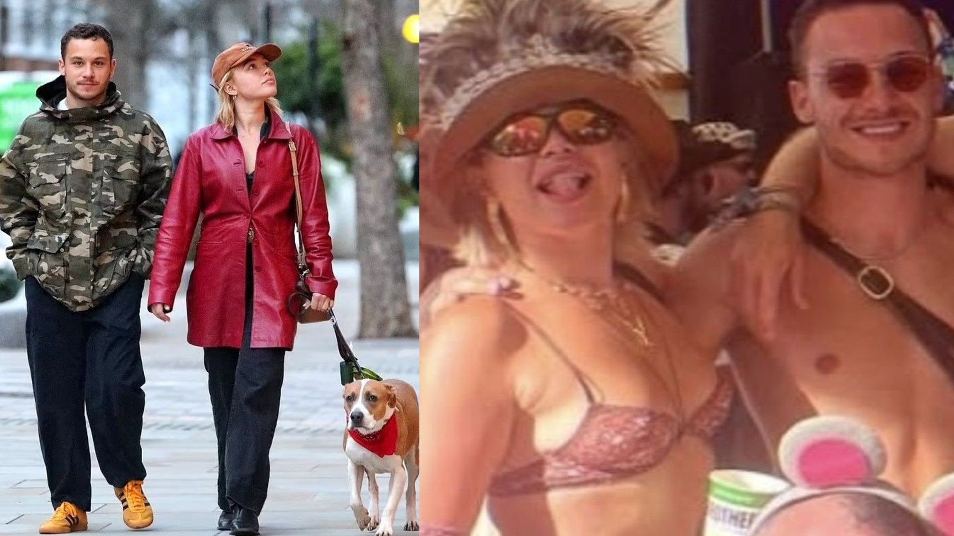 Флоренс Пью и Финн Коул проводят время вместе, коллаж из двух фото