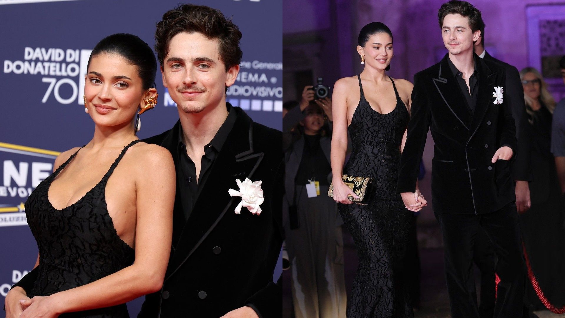 Кайли Дженнер и Тимоти Шаламе в вечерних нарядах обнимаются на красной дорожке