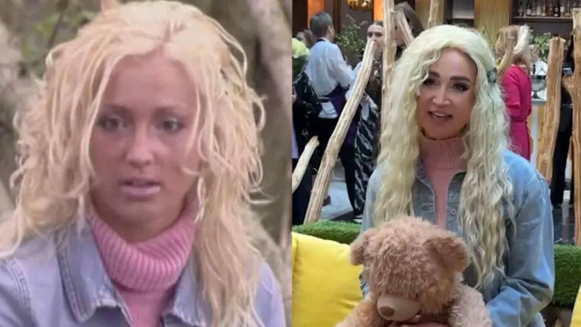 Ольга Бузова в одинаковых образах, слева - в 2004, справа - в 2024