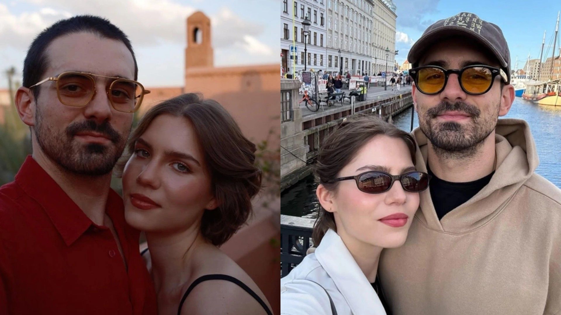 Глеб Березвоский и Мария Юмашева делают совместные селфи, коллаж из двух фото