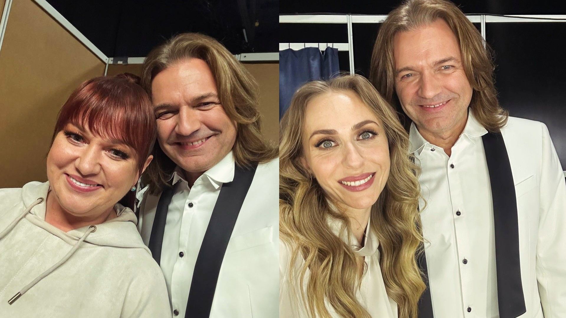 Дмитрий Маликов делает селфи с другими звёздами, коллаж из двух фото