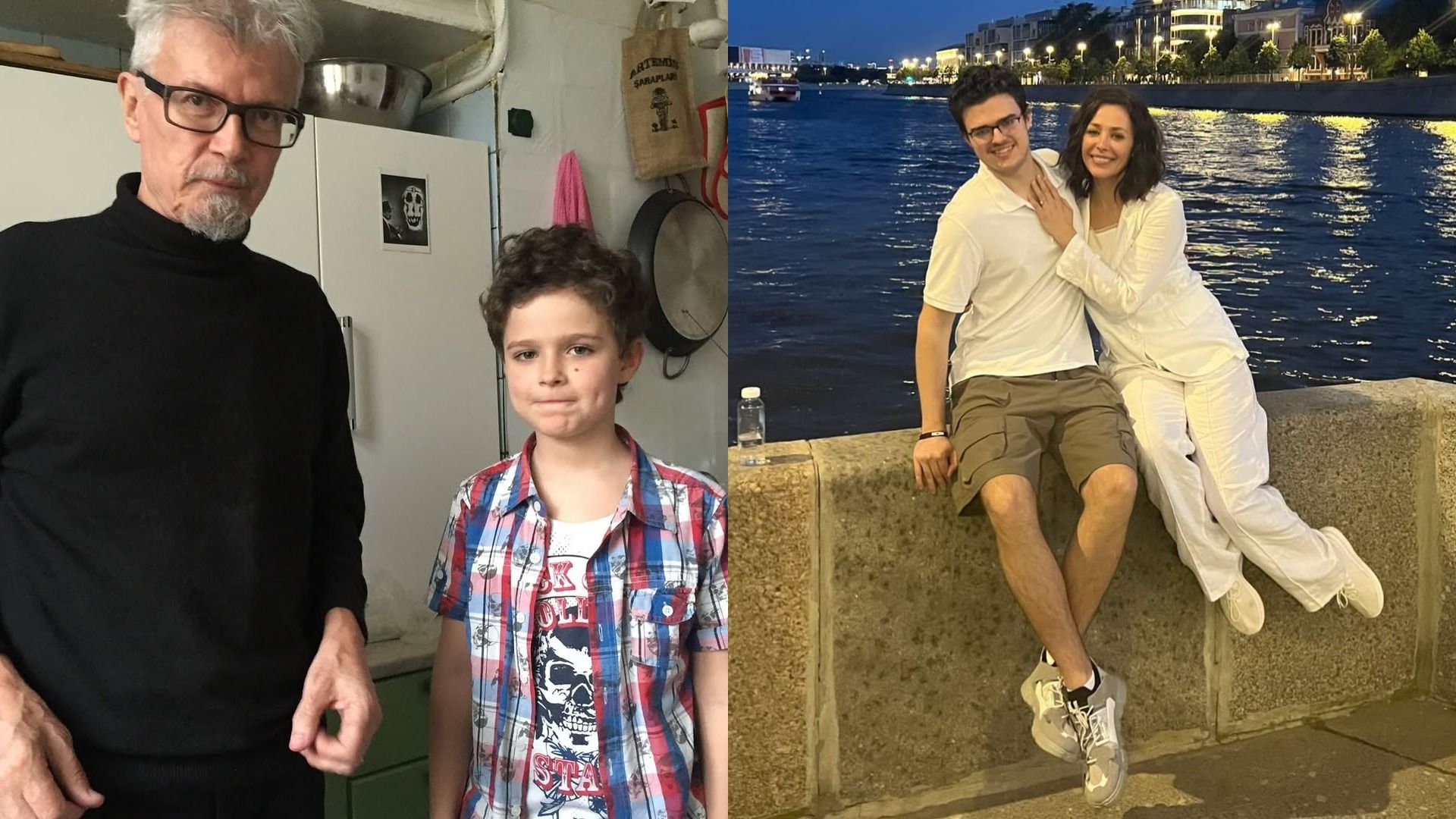 Писатель Эдуард Лимонов, актриса Екатерина Волкова и их сын Богдан улыбаются