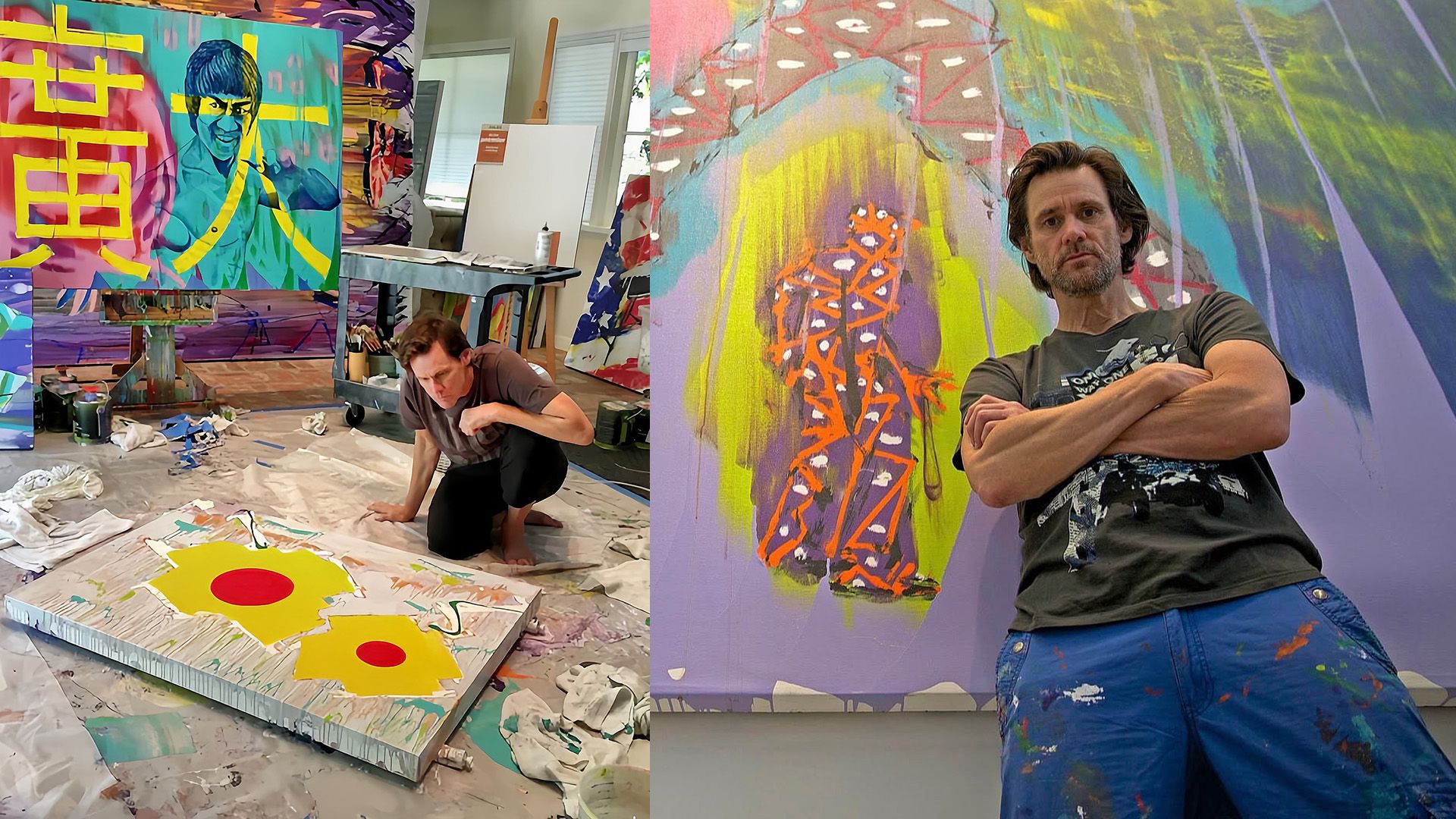 Актёр Джим Керри в своей художественной студии