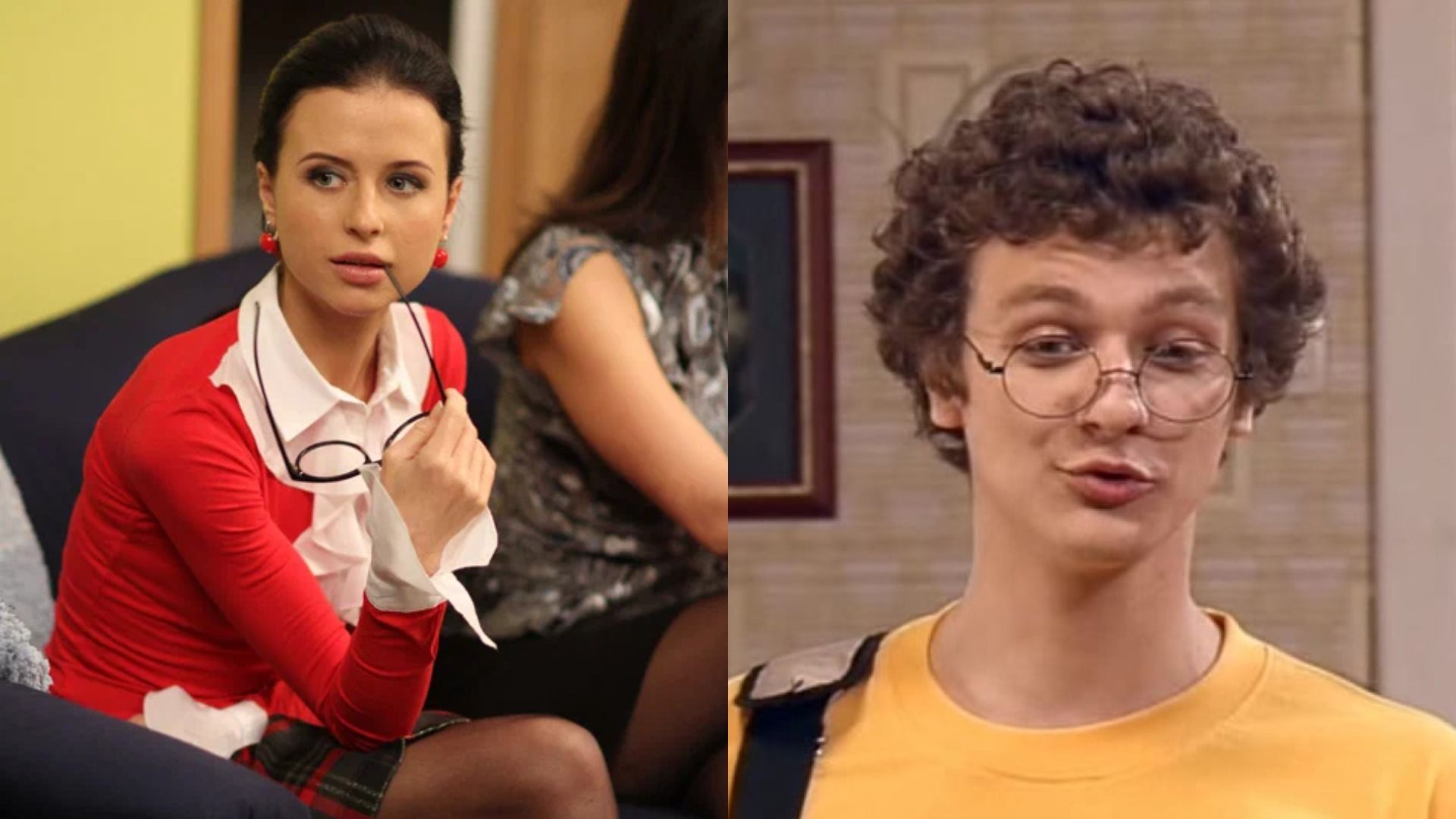 Актеры Мирослава Карпович и Филипп Бледный на съемках "Папиных дочек"