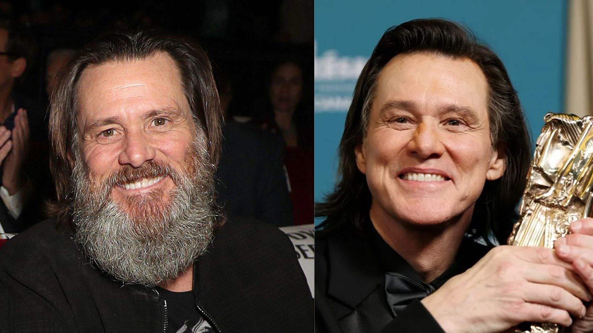 Джим Керри с бородой и без