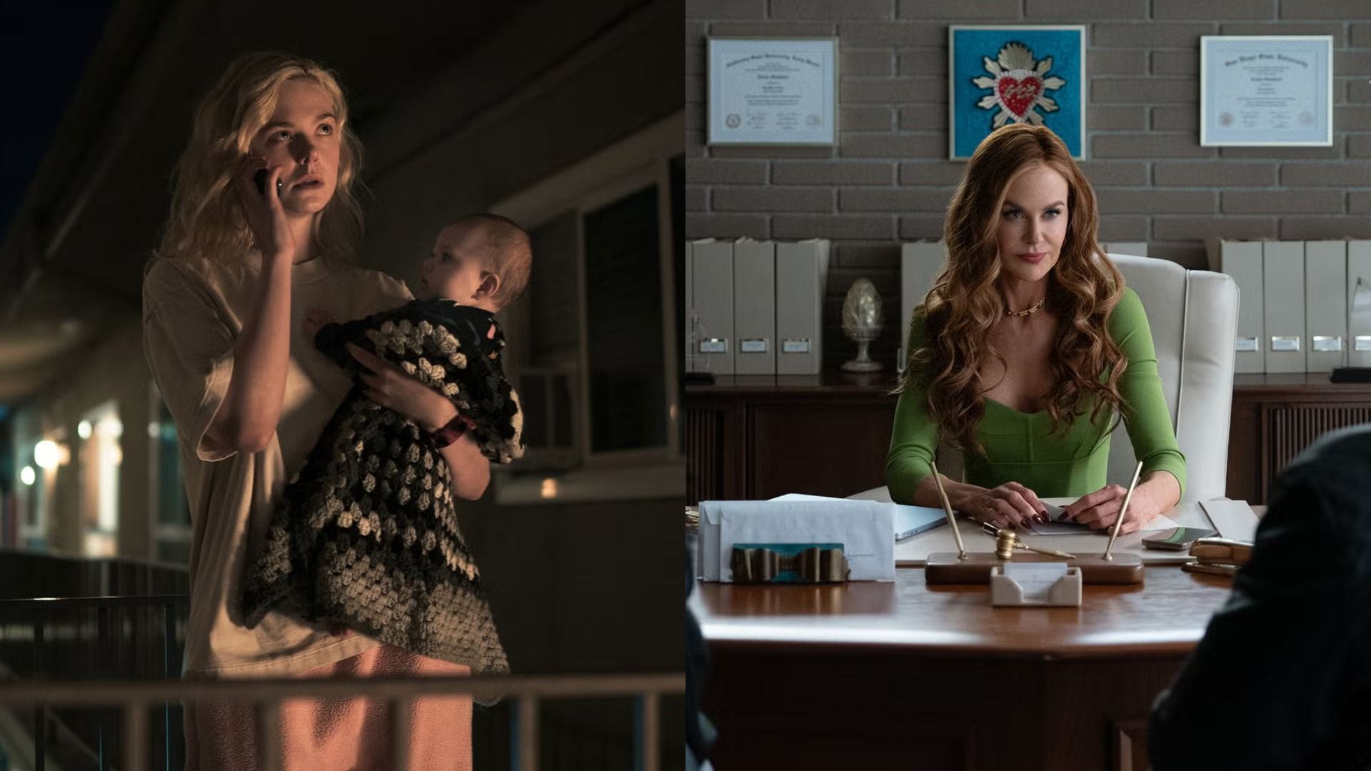 Актрисы Эль Фаннинг и Николь Кидман на кадрах из сериала "У Марго проблемы с деньгами"