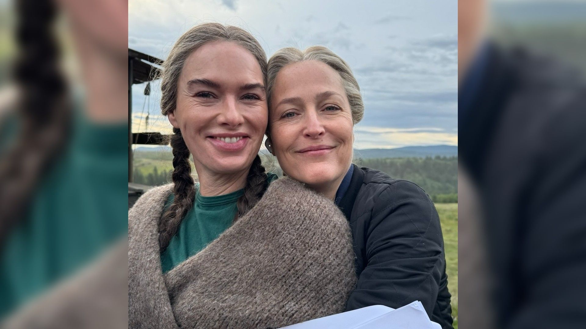 Джиллиан Андерсон и Лина Хиди на съёмках сериала "Покинутые"