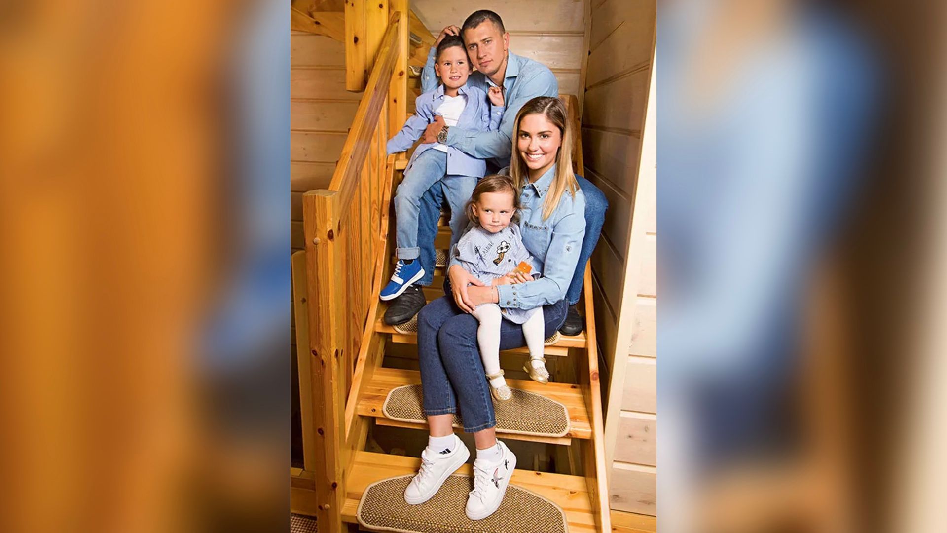 Актёр Павел Прилучный, актриса Агата Муцениеце и их дети Тимофей и Мия