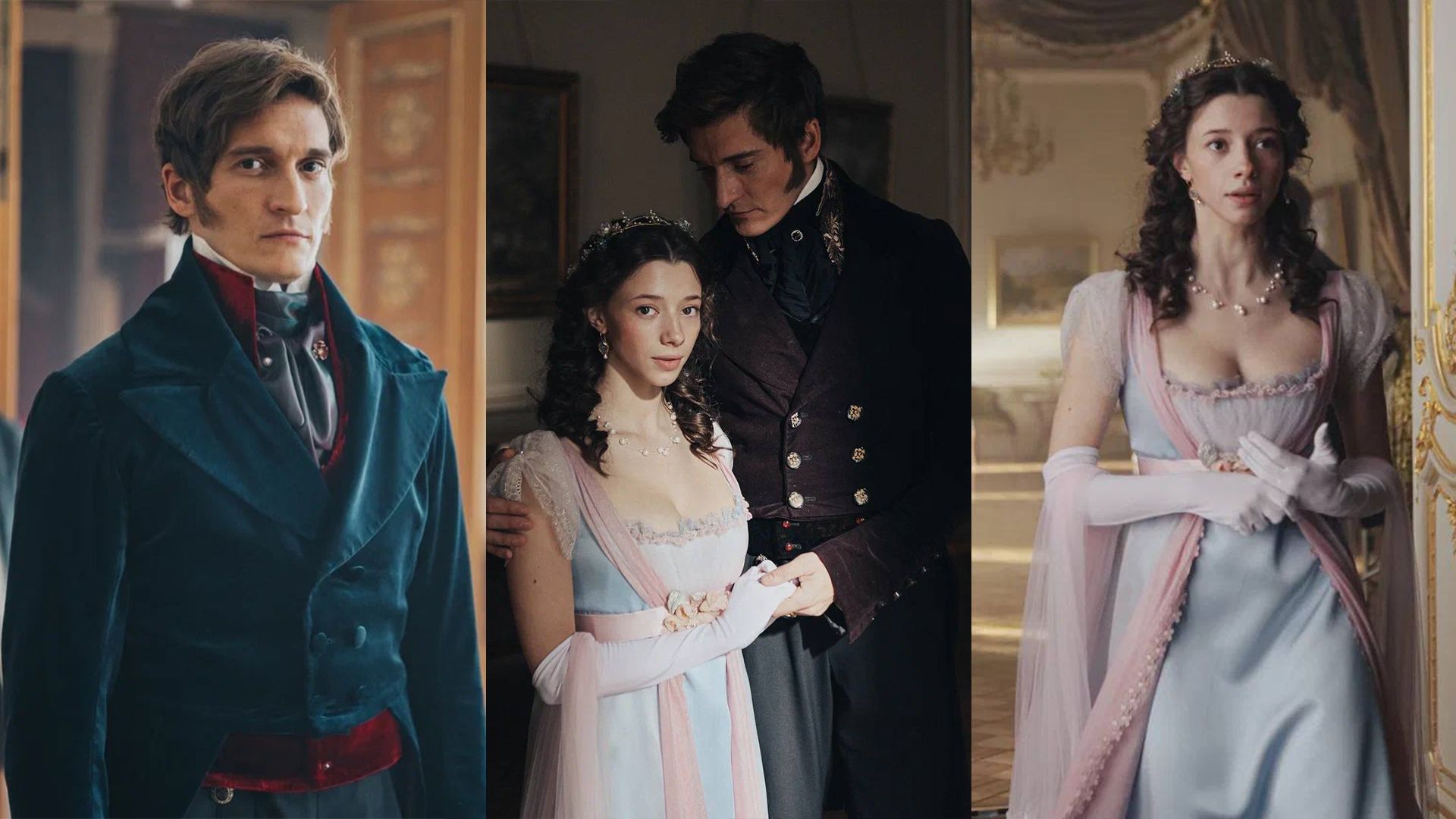 Актёры Матвей Лыков и Полина Гухман в фильме «Война и мир»