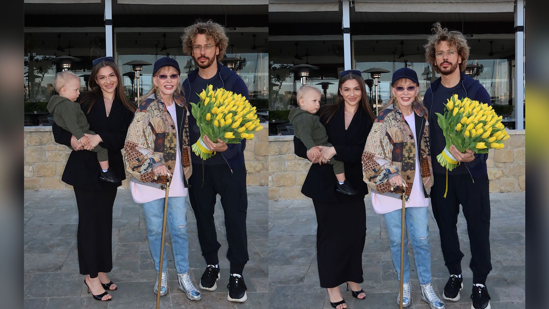 Певица Алла Пугачёва с мужем Максимом Галкиным и поклонницей