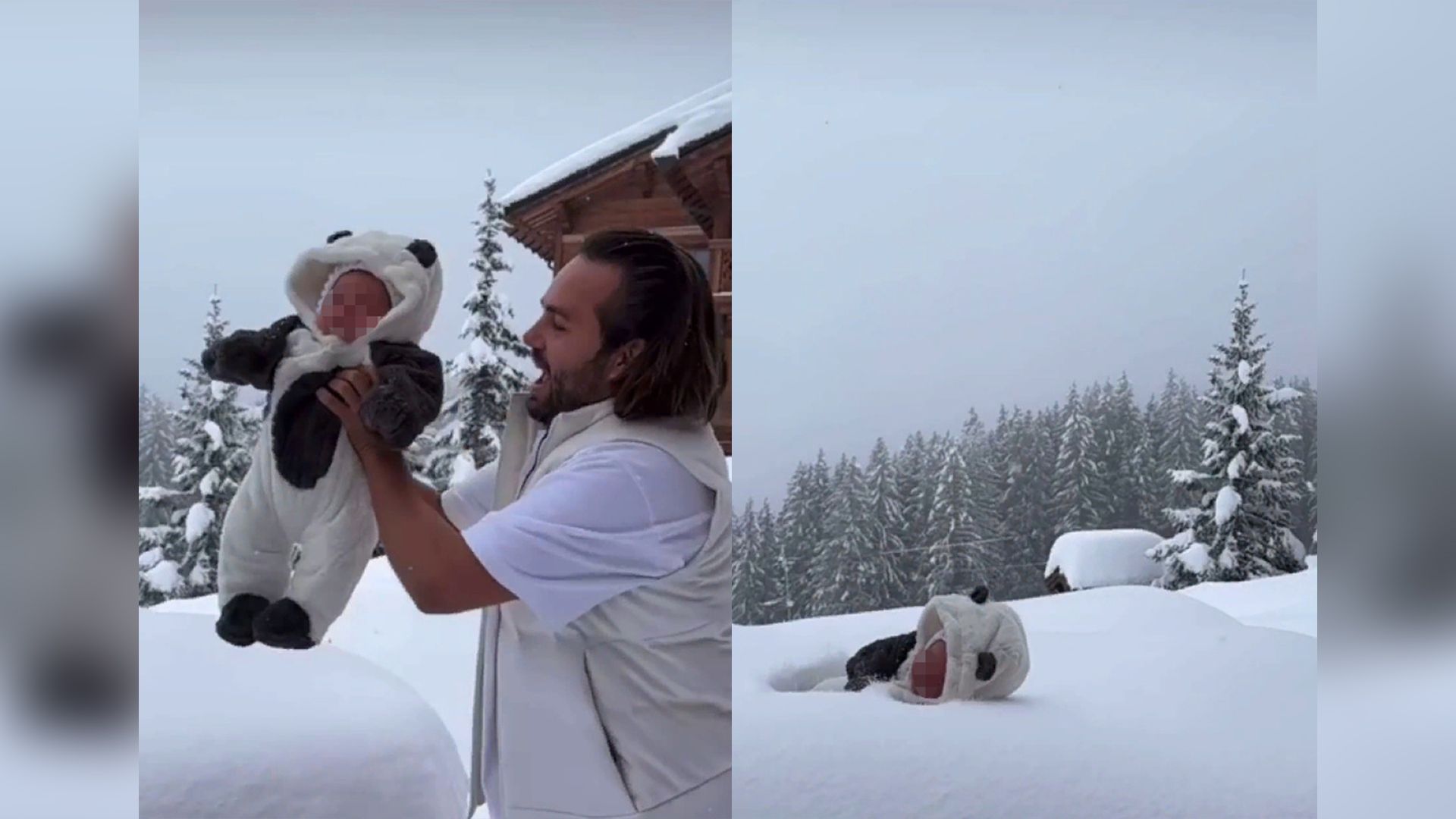 Блогер Сергей Косенко бросает ребёнка в сугроб