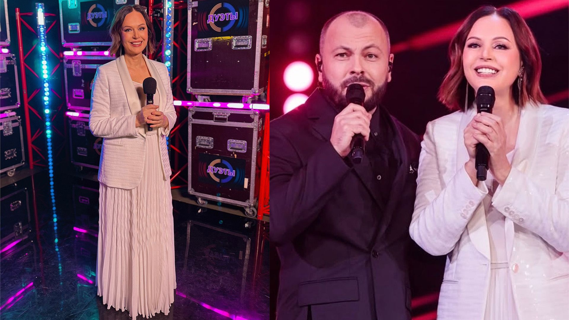 Актриса Ирина Безрукова и певец Ярослав Сумишевский в шоу «Дуэты»