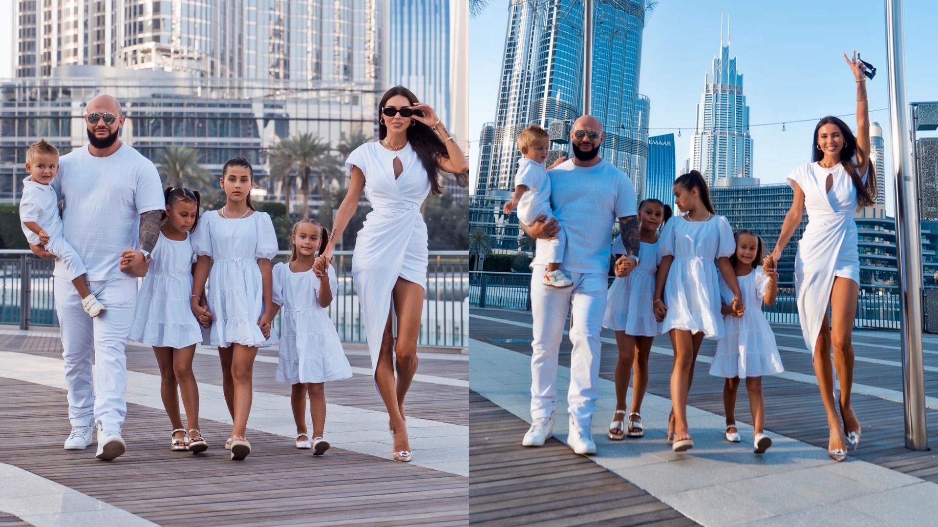 Рэпер Джиган и блогер Оксана Самойлова с детьми