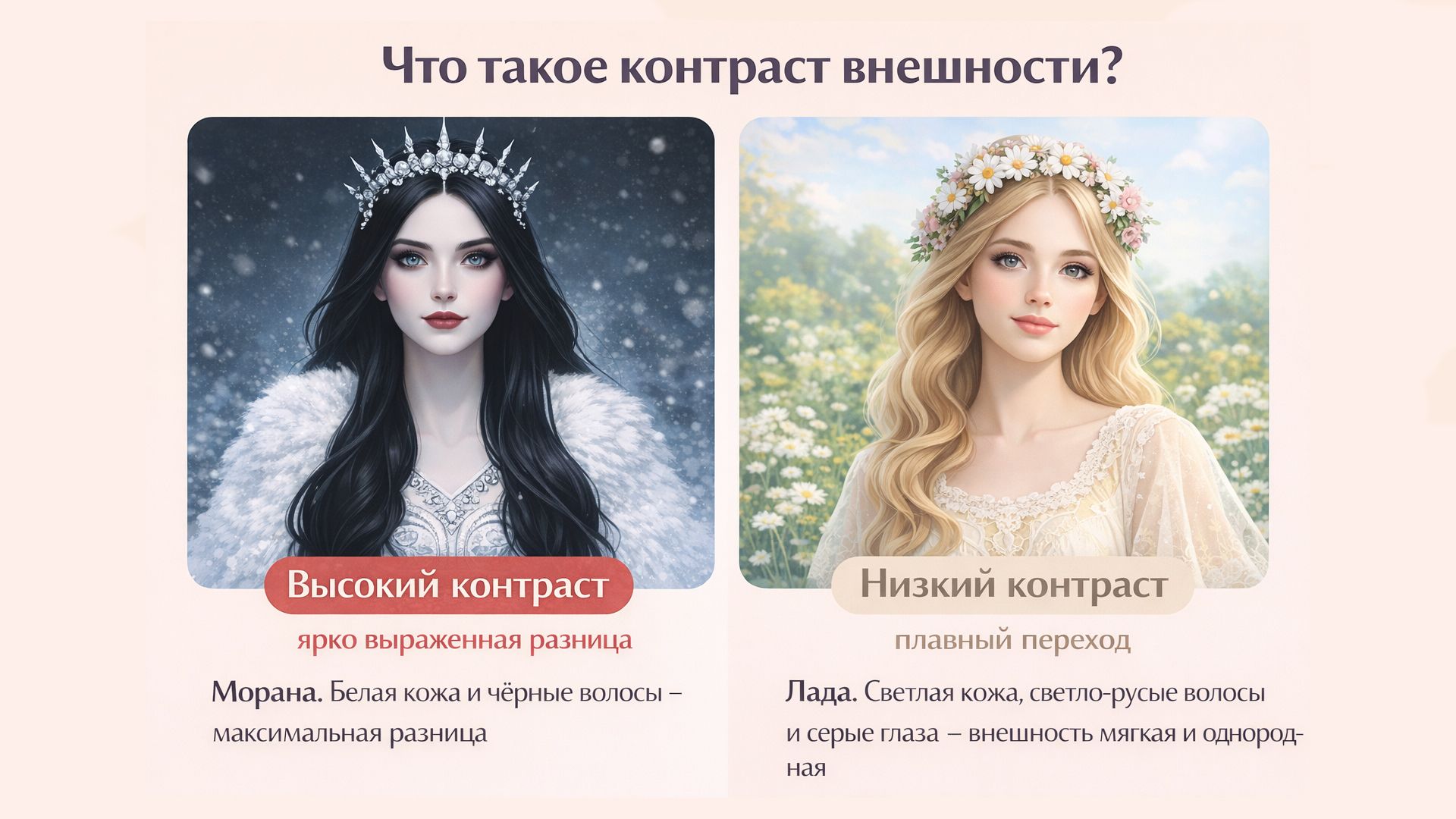 Что такое контраст внешности – наглядно
