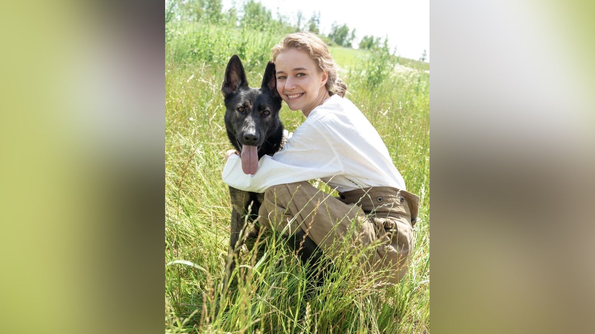 Любовь Константинова на съёмках сериала "Солдат по кличке Рекс"