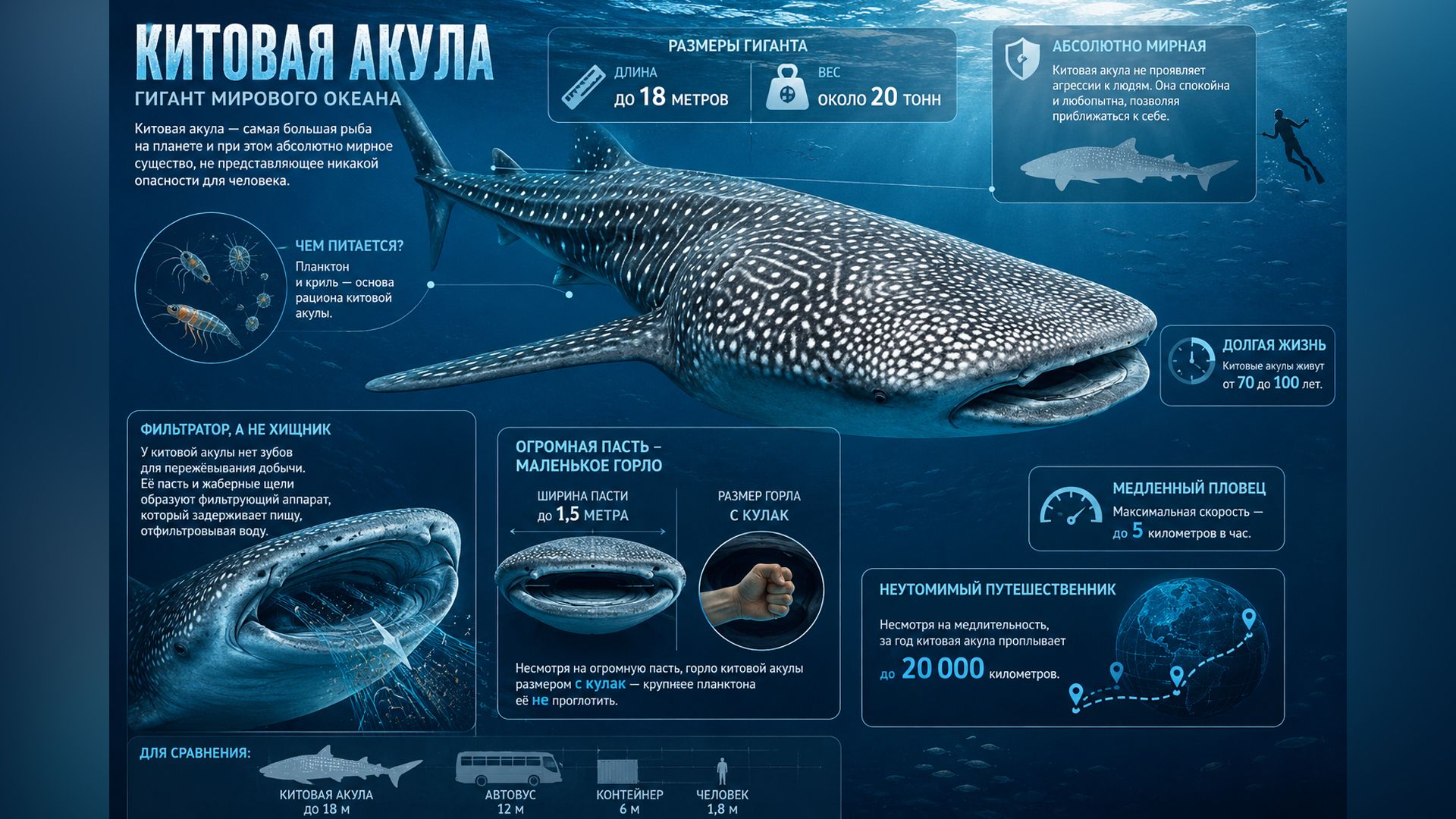 Китовая акула инфографика