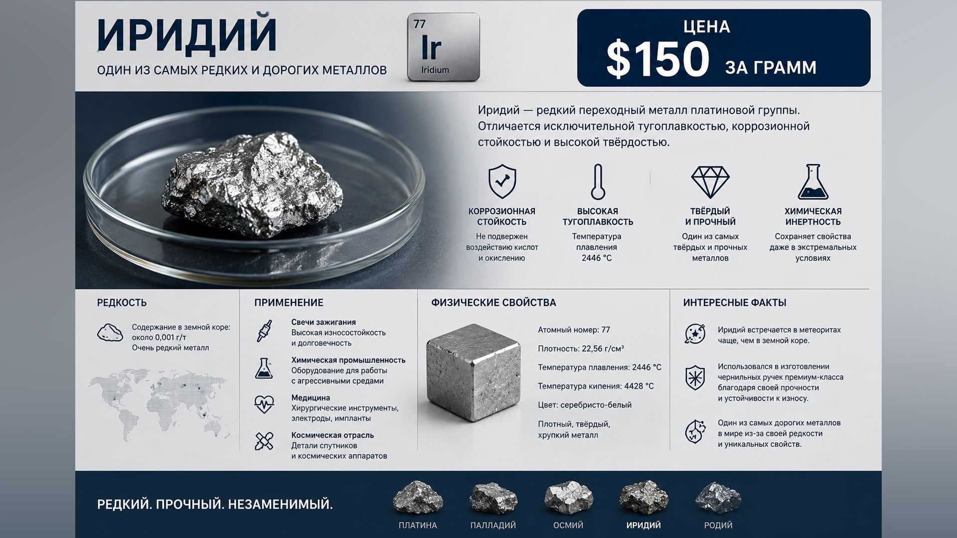 Иридий основные свойства