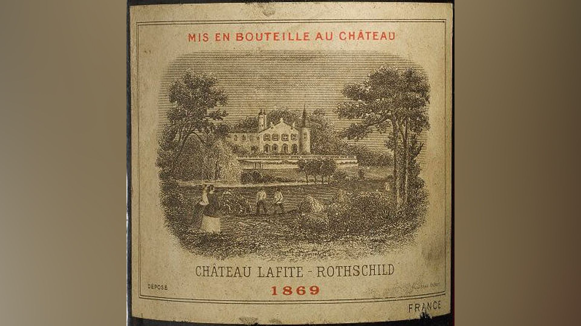 Этикетка Château Lafite Rothschild урожая 1869 года