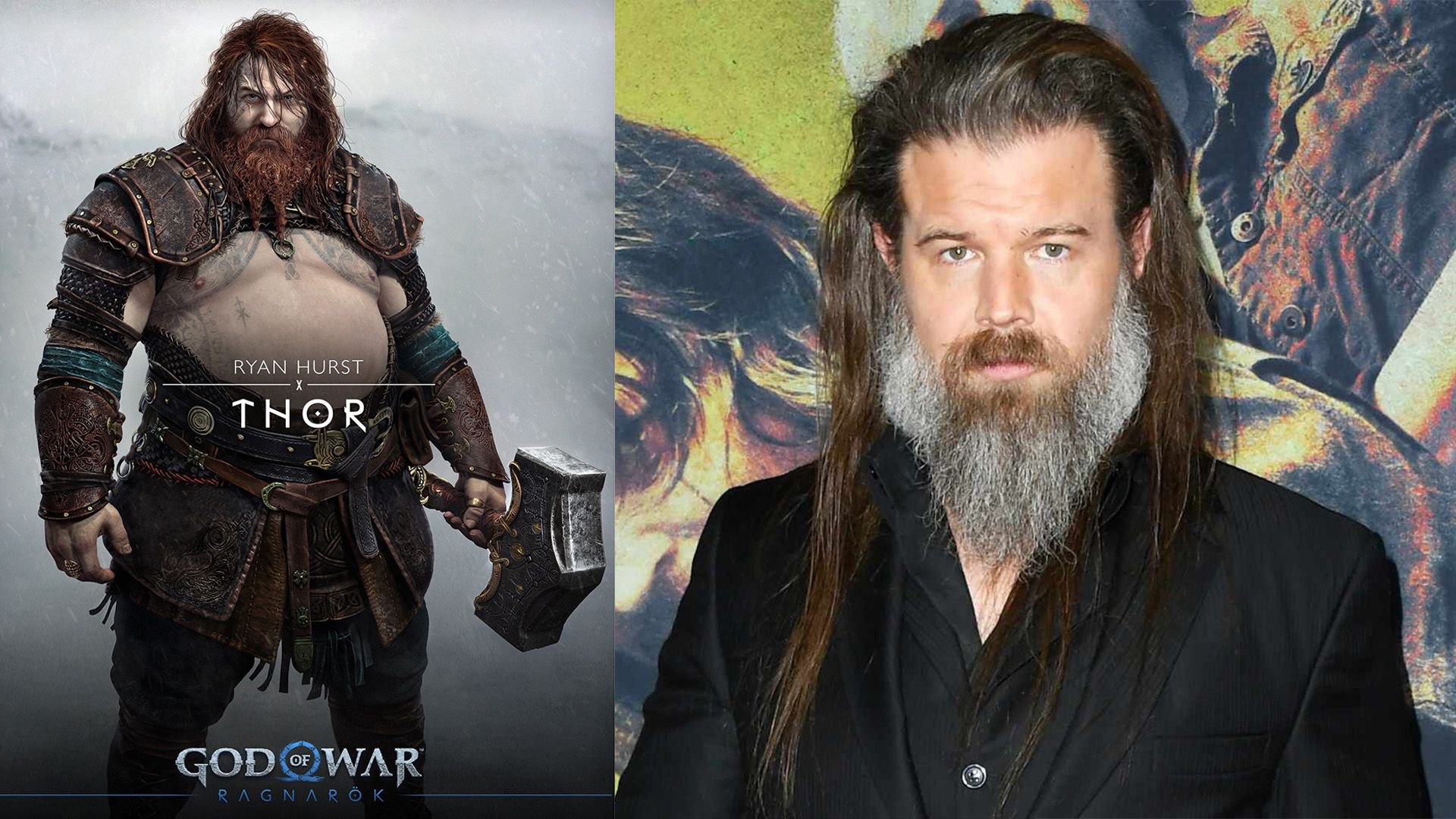 Тор из игры God of War Ragnarök и Райан Хёрст
