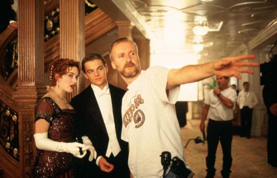 James Cameron, Leonardo DiCaprio, Kate Winslet on set James Cameron, Leonardo DiCaprio, Kate Winslet on set